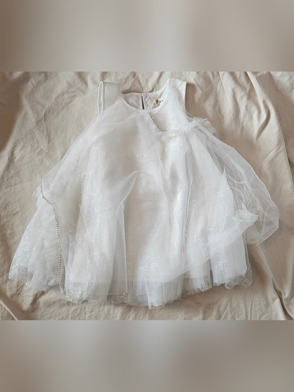 Doe A Dear Toddler Girls White Sparkle Tulle Party Dress 3T